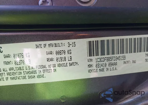 2015 Dodge Dart Sxt from USA, damaged, VIN 1C3CDFBB5FD345159